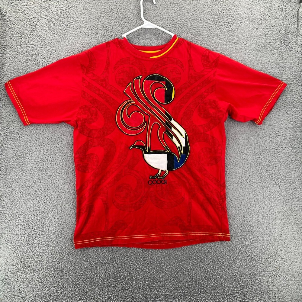 Vintage COOGI Red‎ Short-Sleeve Shirt Animal Graphic Embroidered Adult Large